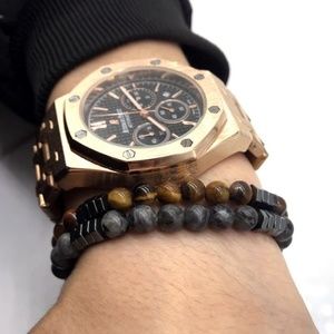 2 Gorgeous Natural Beads Bracelet Tiger Eye